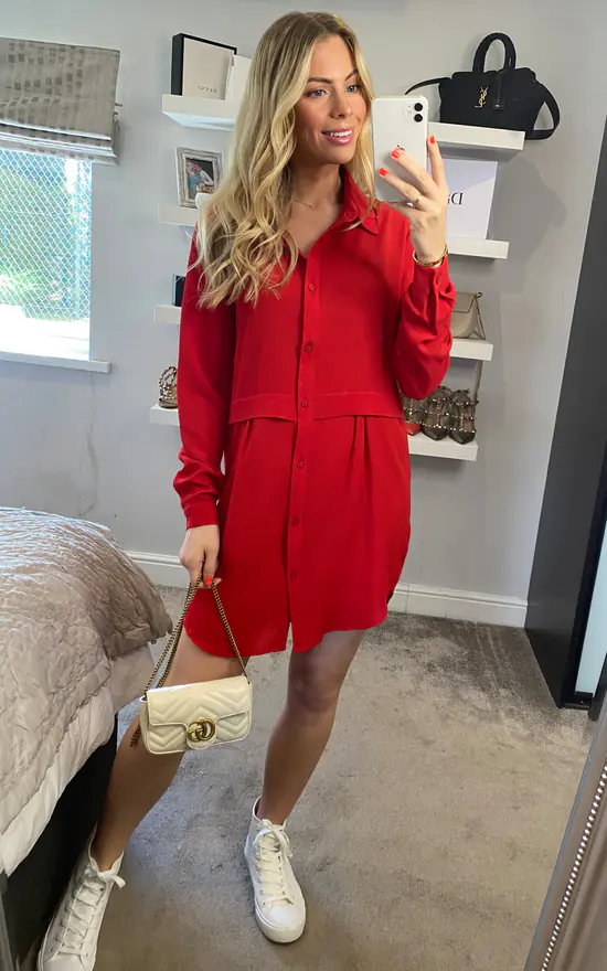 Brand new ๐ HOXTON GAL Oversized Long Sleeve Relaxed Fit ๐ Shirt In Red ๐ - Image 4