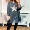 Deals ⭐ HOXTON GAL Oversized Star Print Sequin Top In Grey 🌟