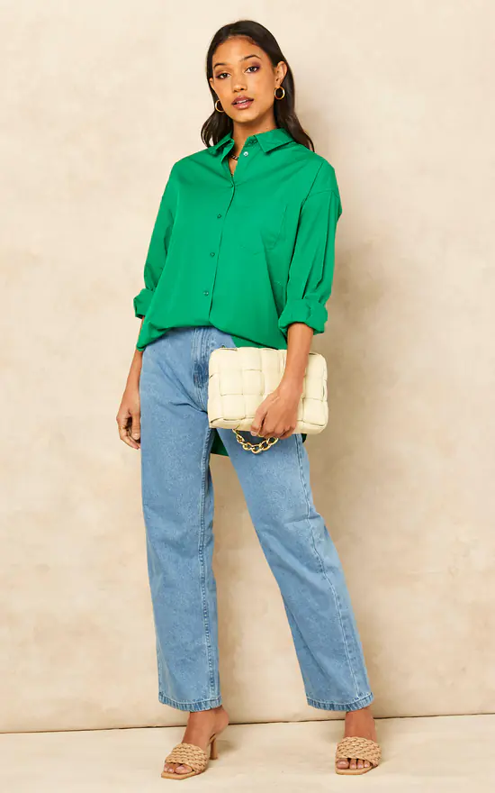 Budget โค๏ธ JJXX Relaxed Fit Poplin ๐ Shirt In Green ๐ - Image 2