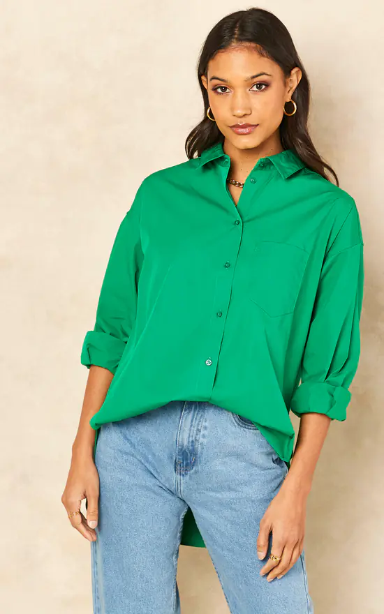 Budget โค๏ธ JJXX Relaxed Fit Poplin ๐ Shirt In Green ๐ - Image 3