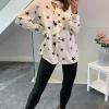 Best Sale 🔥 HOXTON GAL Oversized Star Print Satin Top With Frilled Front In White 🧨
