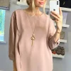 Cheapest ❤️ HOXTON GAL Oversized Crepe Asymmetric Blouse In Pink With Necklace 🛒
