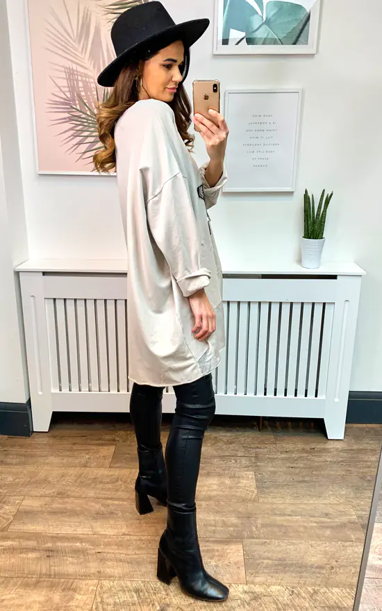 Top 10 โ๏ธ HOXTON GAL Oversized Star Print Sequin Top In Beige ๐ฏ - Image 3