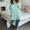 Brand new 🛒 HOXTON GAL Oversized Long Sleeve Relaxed Fit 👕 Shirt In Mint Green 🎁