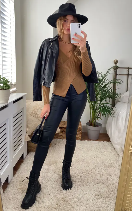 Coupon 💯 URBAN TOUCH Cross Body Knitted Top Camel 🌟 - Image 4