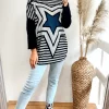 Best deal 👏 CY Boutique Oversized Knitted Top With Star & Stripe Print In Blue 👍
