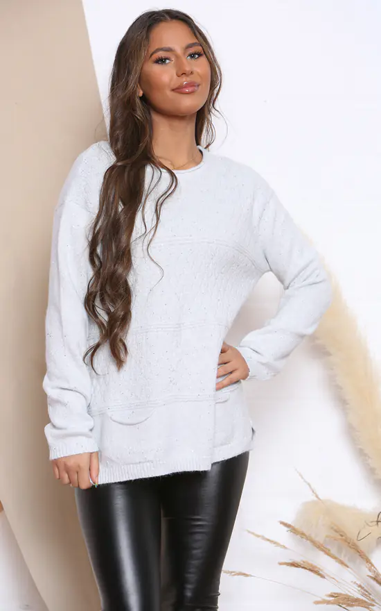 Budget ๐ Lucy Sparks White Sparkle Lurex Jumper With Sequins โ๏ธ