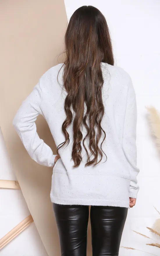 Budget ๐ Lucy Sparks White Sparkle Lurex Jumper With Sequins โ๏ธ - Image 3