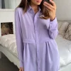 Best deal 💯 HOXTON GAL Oversized Long Sleeve Relaxed Fit 👕 Shirt In Lilac 😀
