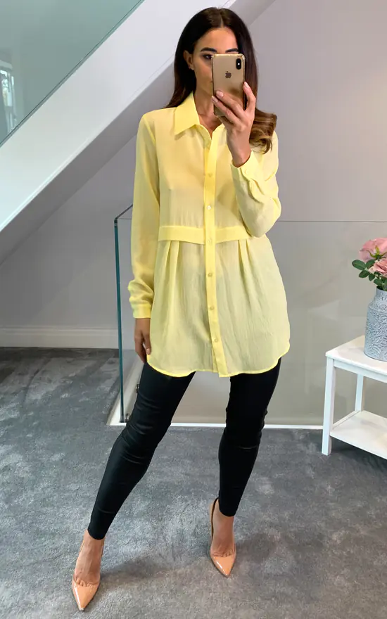 Deals โญ HOXTON GAL Long Sleeves Oversized ๐ Shirt In Yellow โ