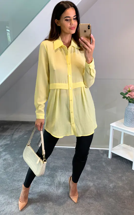 Deals โญ HOXTON GAL Long Sleeves Oversized ๐ Shirt In Yellow โ - Image 2
