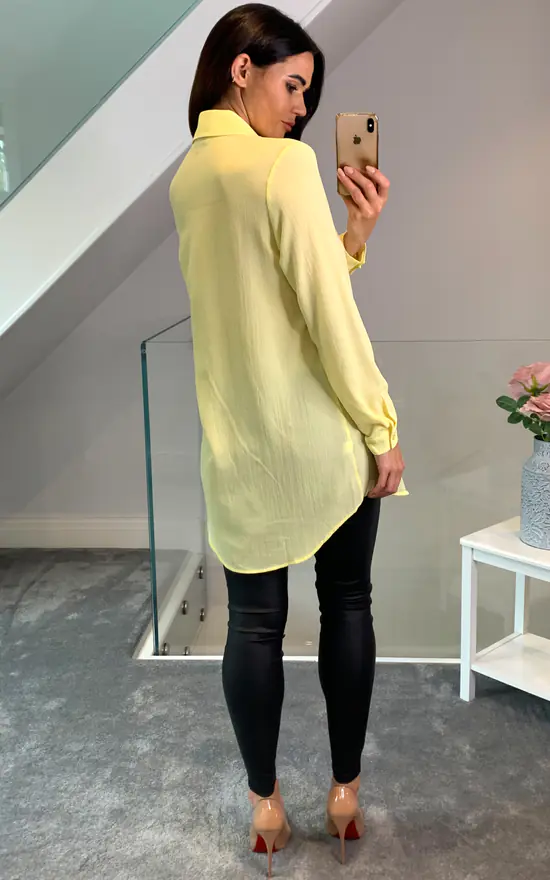 Deals โญ HOXTON GAL Long Sleeves Oversized ๐ Shirt In Yellow โ - Image 4