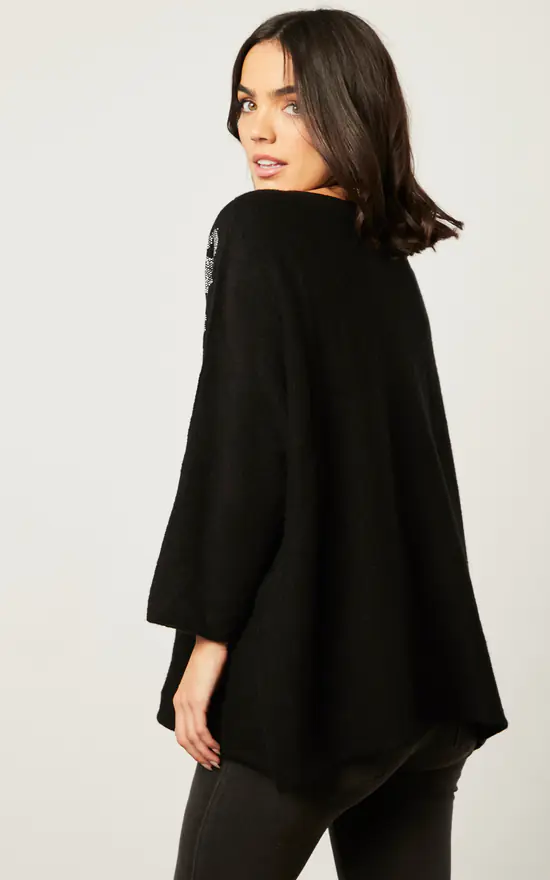 Budget ๐คฉ Blue Vanilla V Neck Knit Top With Leopard Detail Black ๐ฏ - Image 4