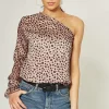 Brand new 🛒 URBAN TOUCH Leopard Print One Shoulder Top In Blush ✔️