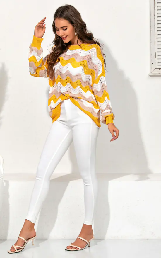 Best Sale β¨ FS Collection Woven Stripe Top In Yellow White π - Image 2