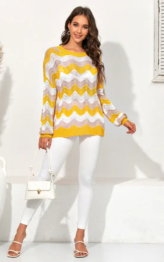 Best Sale β¨ FS Collection Woven Stripe Top In Yellow White π - Image 3