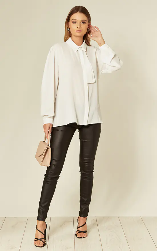 Buy ๐ HOXTON GAL White Tie Neck Oversize ๐ Shirt ๐ฏ