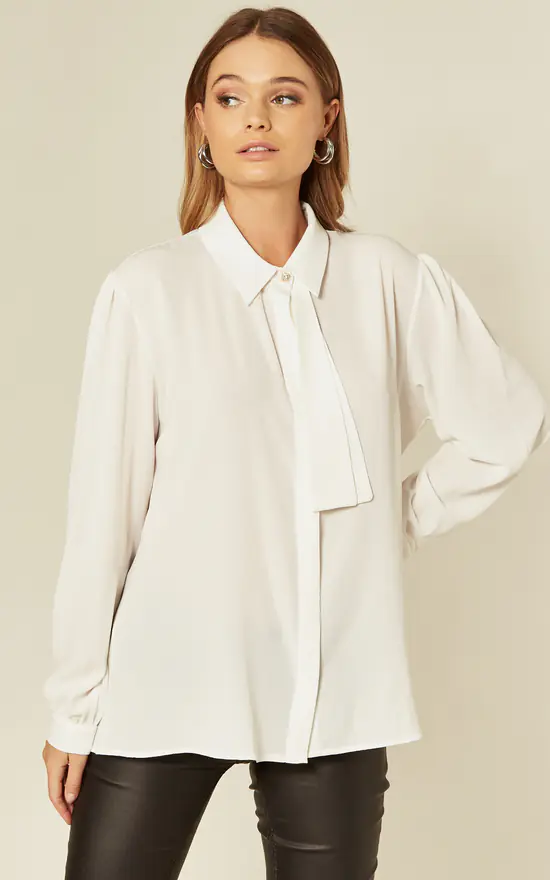 Buy ๐ HOXTON GAL White Tie Neck Oversize ๐ Shirt ๐ฏ - Image 2
