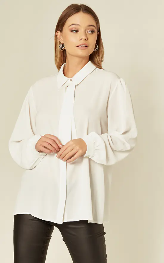 Buy ๐ HOXTON GAL White Tie Neck Oversize ๐ Shirt ๐ฏ - Image 3