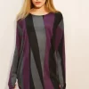 New 🔔 CY Boutique Oversized Knitted Top In Purple And Grey Stripe 👏