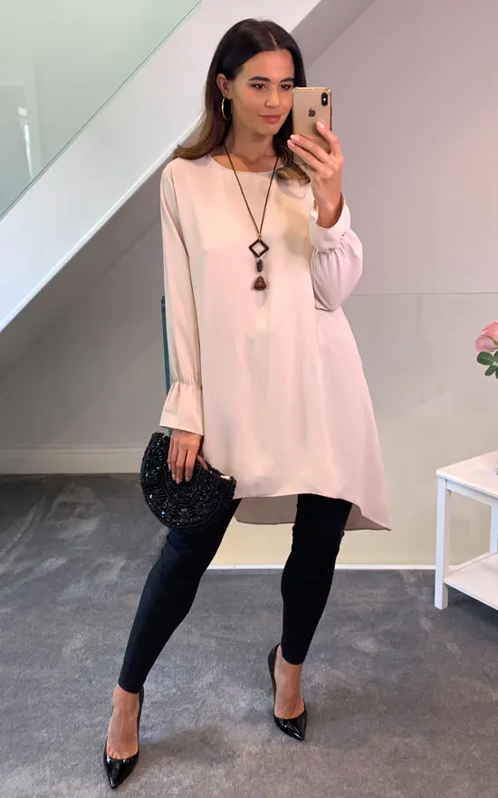 Best deal ๐ฏ HOXTON GAL Oversized Long Sleeves Tunic In Cream ๐