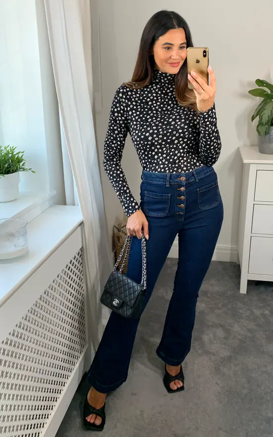 Best Pirce ๐ Joe Browns Ditsy Floral Roll Neck Black Top ๐ฏ - Image 3