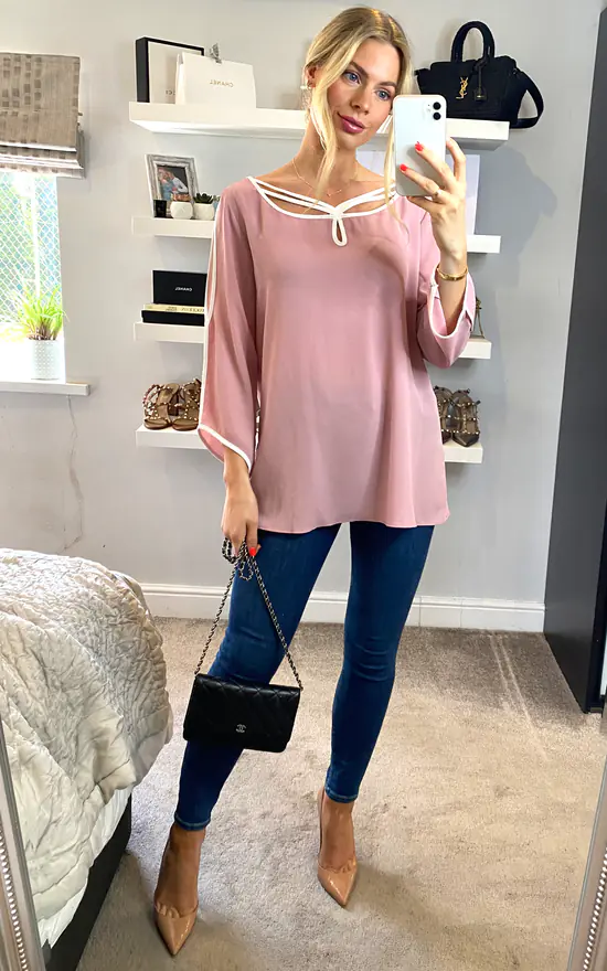Deals ๐ฅฐ HOXTON GAL Oversized Crepe Top With Details In Pink ๐
