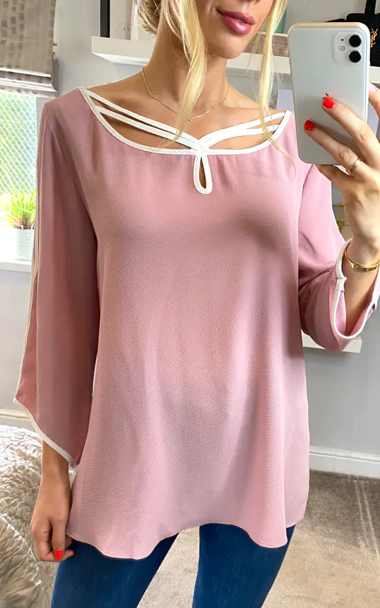 Deals ๐ฅฐ HOXTON GAL Oversized Crepe Top With Details In Pink ๐ - Image 2