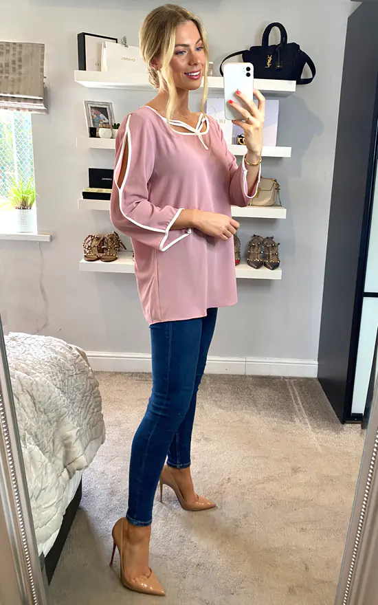 Deals ๐ฅฐ HOXTON GAL Oversized Crepe Top With Details In Pink ๐ - Image 3