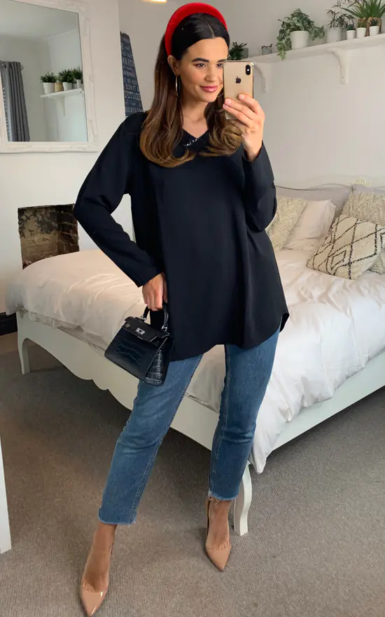 Buy ๐งจ HOXTON GAL Oversized Top With Black Sequin Detail In Black ๐