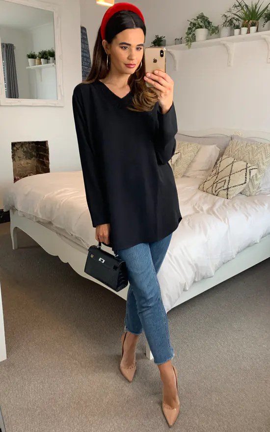 Buy ๐งจ HOXTON GAL Oversized Top With Black Sequin Detail In Black ๐ - Image 3