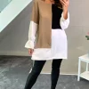 Coupon ⌛ HOXTON GAL Oversized Crepe Colour Block Tunic In Black And Beige 🧨