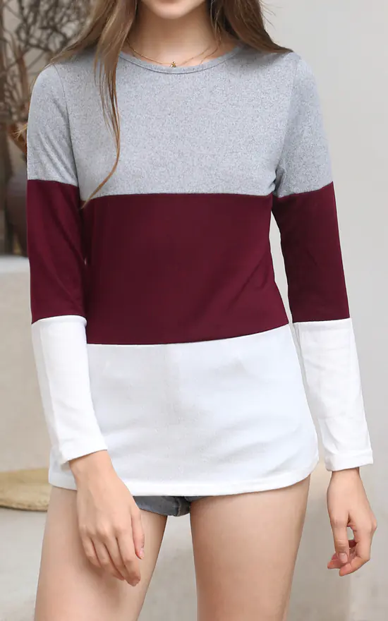 Budget π FS Collection Long Sleeve Breton Striped Top In Grey Red White π - Image 2