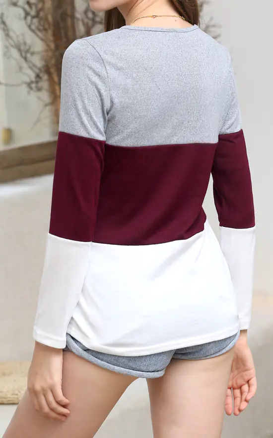 Budget π FS Collection Long Sleeve Breton Striped Top In Grey Red White π - Image 3