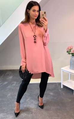 Brand new 👍 HOXTON GAL Oversized Long Sleeves Tunic In Pink 💯