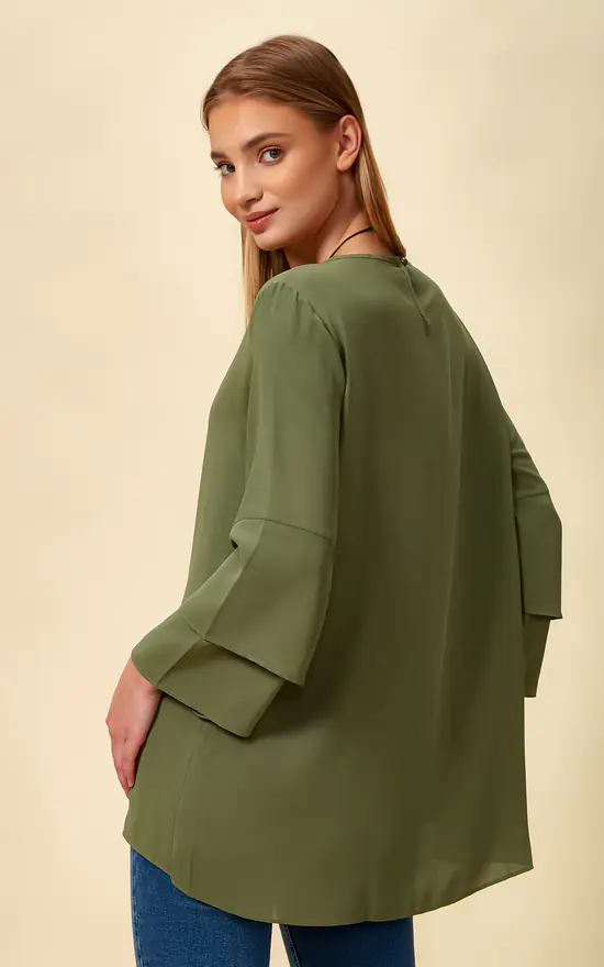 New ๐ HOXTON GAL Oversized Asymmetric Layered Top In Khaki ๐ฅ - Image 3