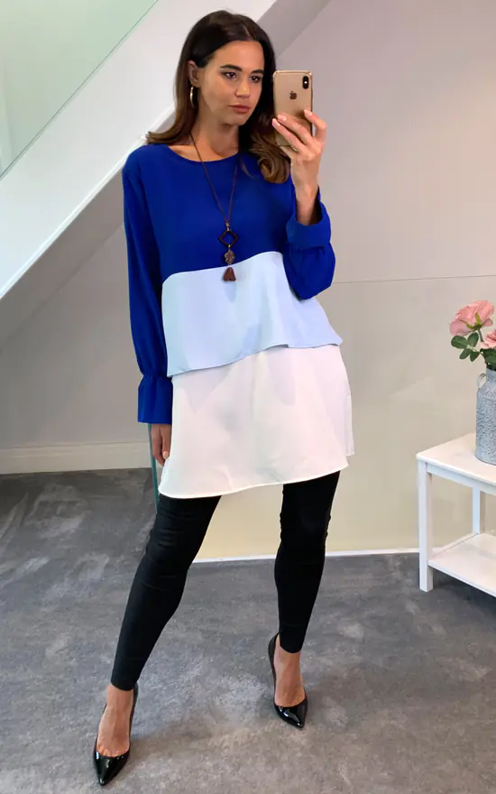 Best Pirce ๐ HOXTON GAL Oversized Crepe Colour Block Tunic In Navy, Blue And White ๐ฏ - Image 2