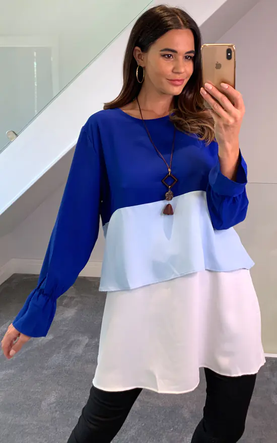 Best Pirce ๐ HOXTON GAL Oversized Crepe Colour Block Tunic In Navy, Blue And White ๐ฏ - Image 3