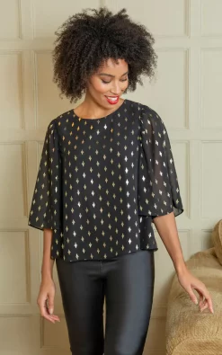 Brand new 🔔 Klass Foil Print Blouse Black/Gold ✨