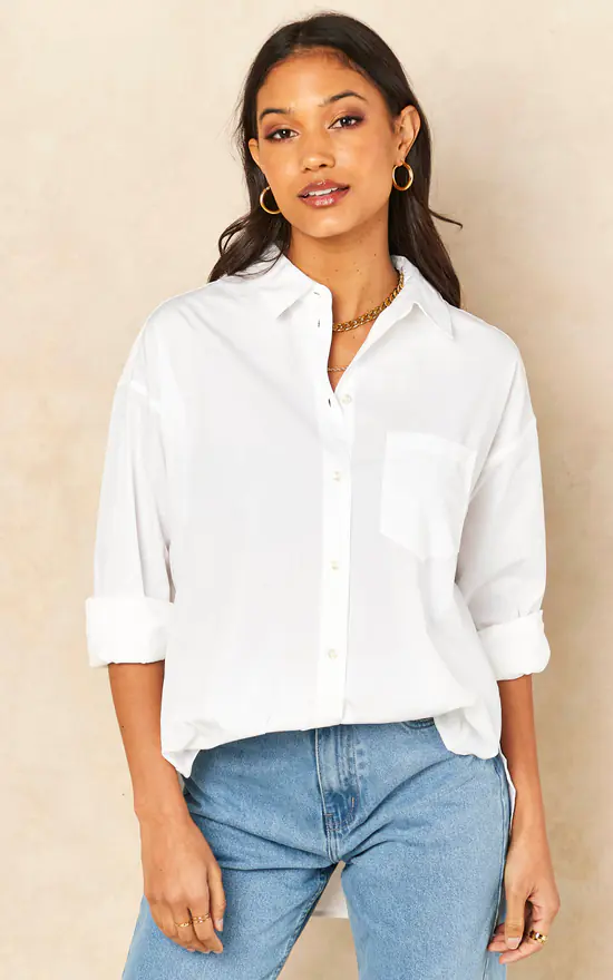 Buy 👏 JJXX Relaxed Fit Poplin 👚 Shirt In White ✔️