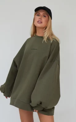 Best reviews of ✔️ AwfullyPretty Ap Oversized Jumper 👗 Dress In Khaki 🛒