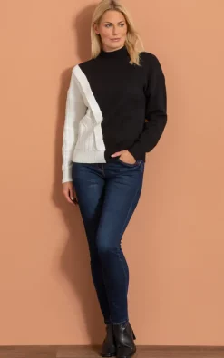 Best deal 🌟 Klass Colour Block Knitted Top Black/Cream 👍