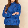 Wholesale 🧨 Jenerique High Neck Long Sleeve Oversized Top In Sax Print ✔️