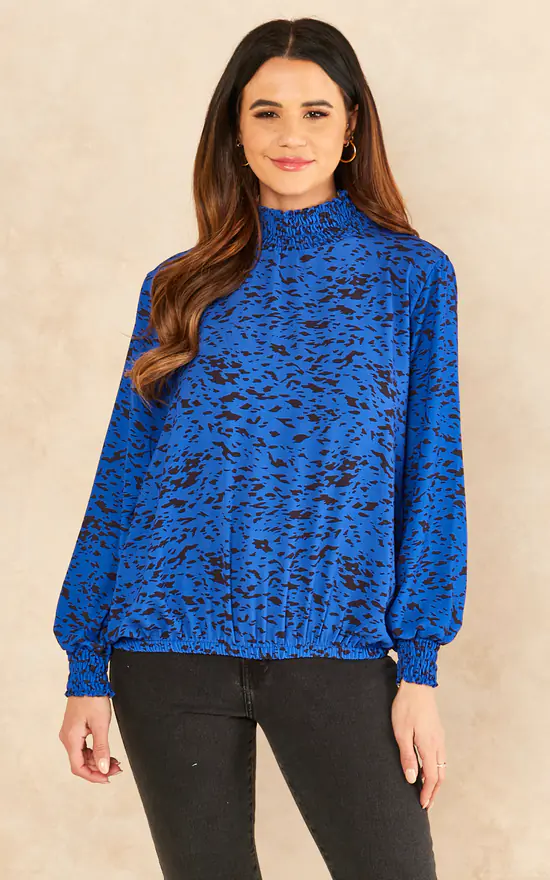 Wholesale ๐งจ Jenerique High Neck Long Sleeve Oversized Top In Sax Print โ๏ธ - Image 3