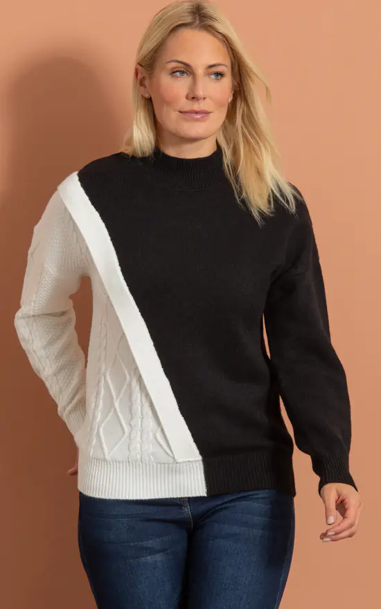 Best deal ๐ Klass Colour Block Knitted Top Black/Cream ๐ - Image 2