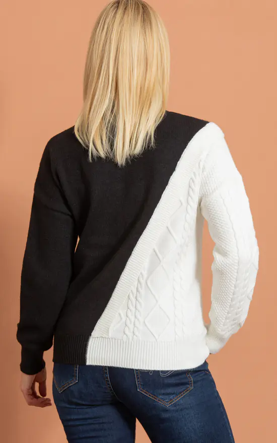 Best deal ๐ Klass Colour Block Knitted Top Black/Cream ๐ - Image 3