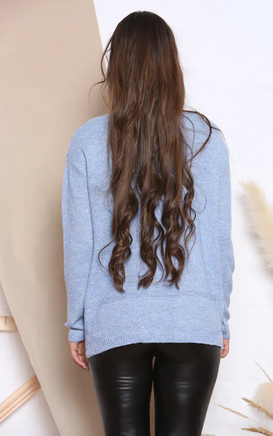 Discount 🛒 Lucy Sparks Blue Sparkle Lurex Jumper With Sequins 😍 - Image 3