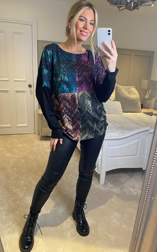 Cheapest ๐ Izabel London Multi Black Tie Dye Oversized Top ๐ - Image 3