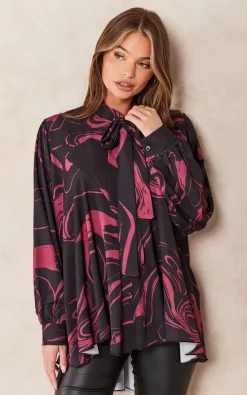 Best deal ⌛ Jenerique Oversize Bowl Neck Blouse In Red Print 🧨