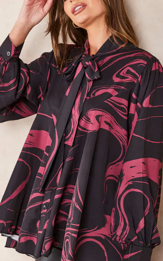 Best deal โ Jenerique Oversize Bowl Neck Blouse In Red Print ๐งจ - Image 2